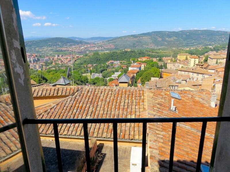 View of Perugia rooftops - road trip Italy