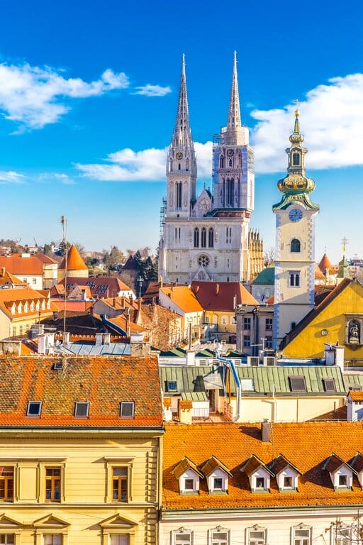 Zagreb Cathedral, tower and skyline, Croatia