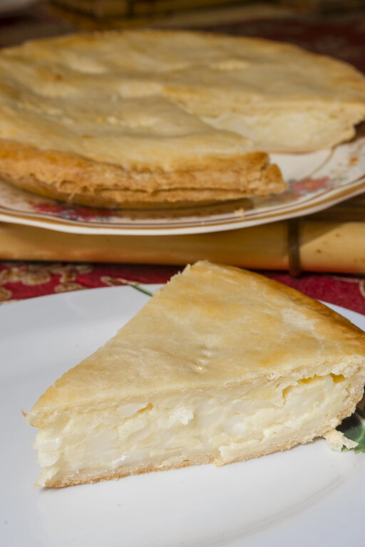 Slice of buko pie on a plate