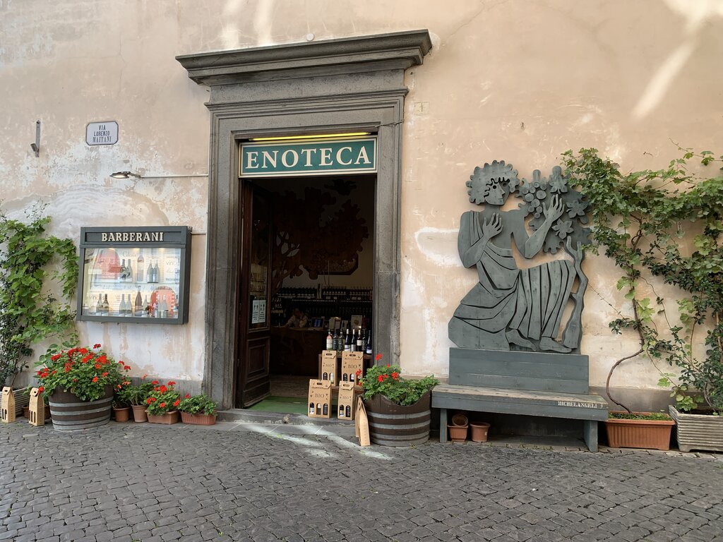 Outside Enoteca Barberani in Orvieto Italy