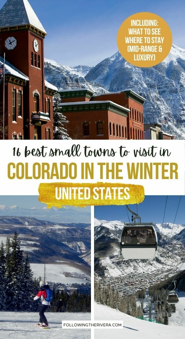 Collage of photos of Colorado in snow - Best places to visit in Colorado in the winter