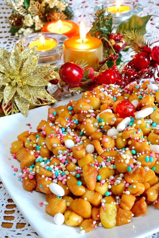 Struffoli on a plate