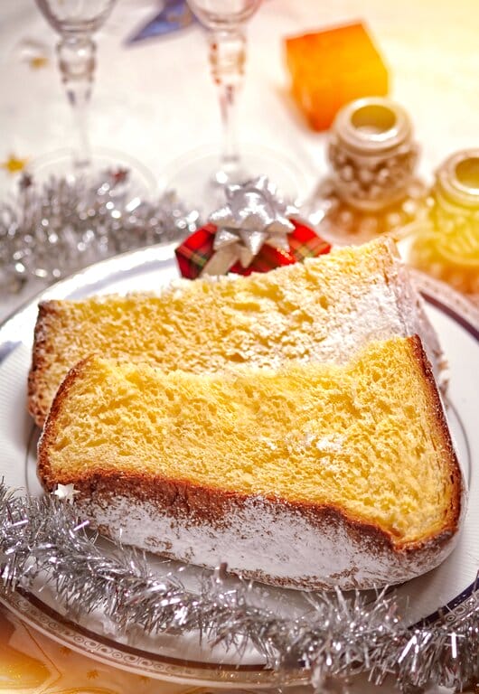 Two slices of pandoro on a plate - What do Italians eat for Christmas