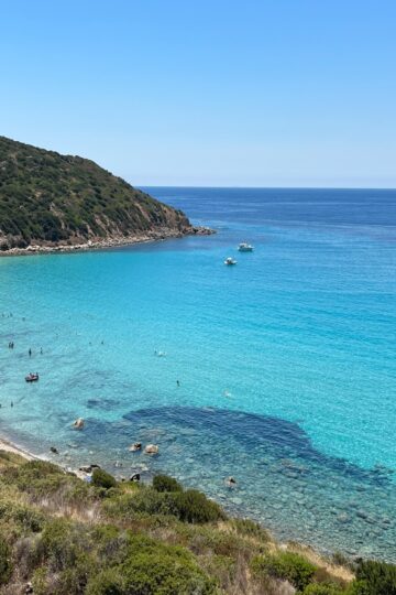 Clear turquoise water at a beach in Villasimius, south Sardinia, Italy