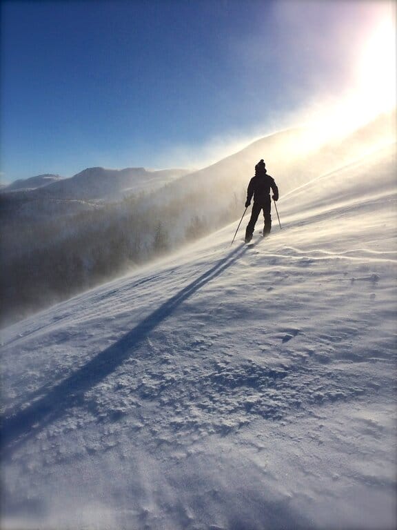 A man skiing downhill