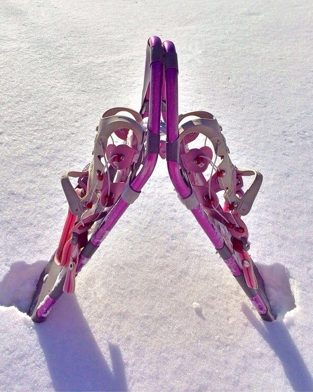 A pair of snowshoes in the snow