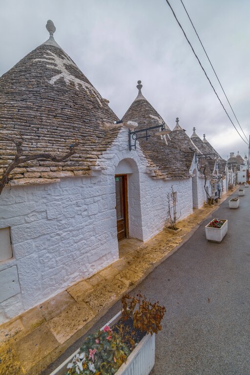 Trulli in Alberobello, Italy in February