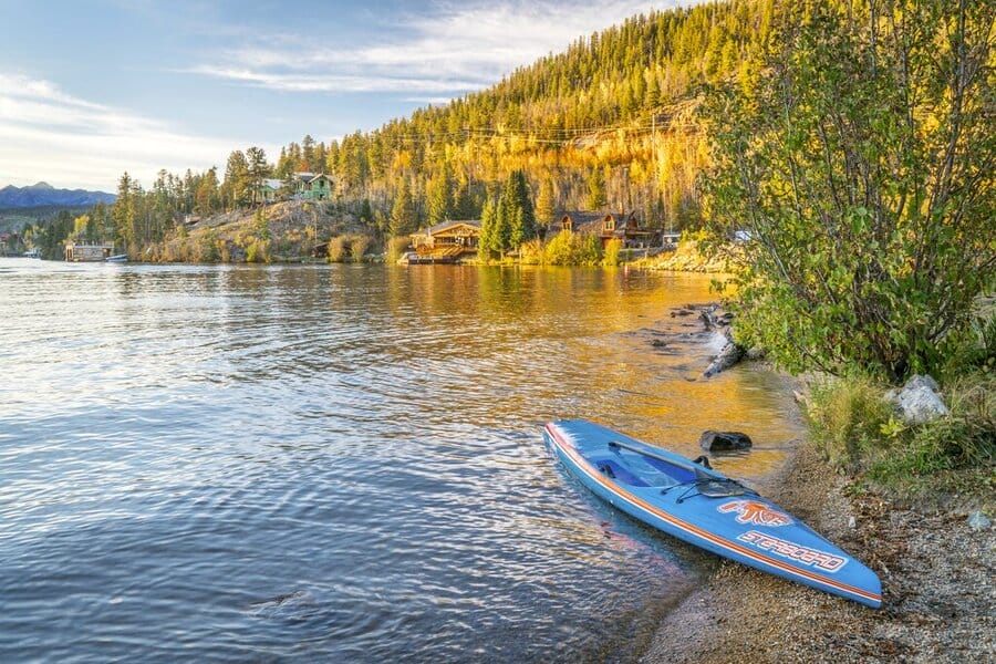 Paddleboard on the shore at Grand Lake Colorado