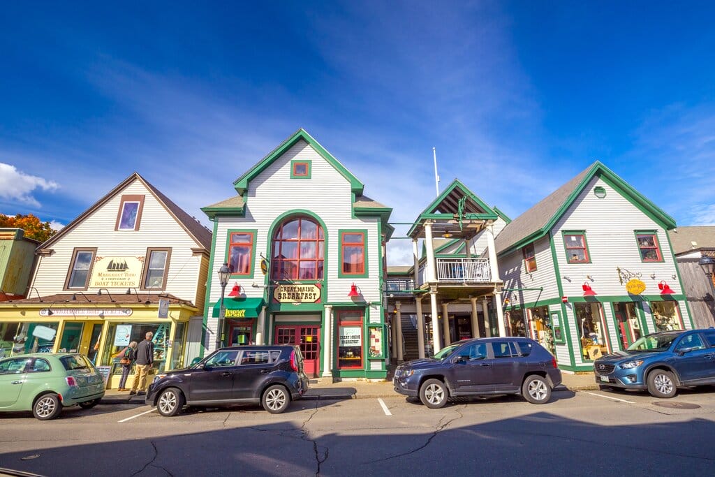 Shops in downtown Bar Harbor Maine