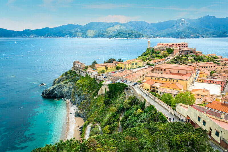 Portoferraio from afar on Elba Island