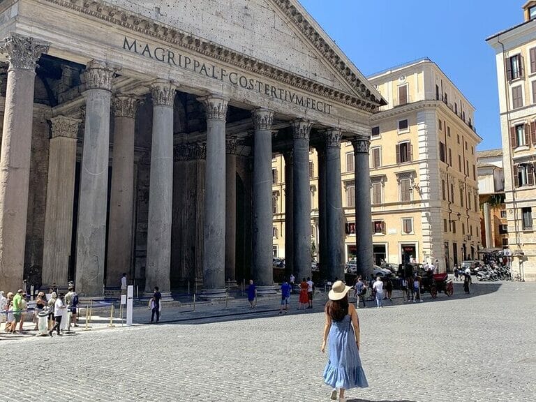 Lisa Rivera outside Pantheon in Rome - Rome to the Amalfi Coast