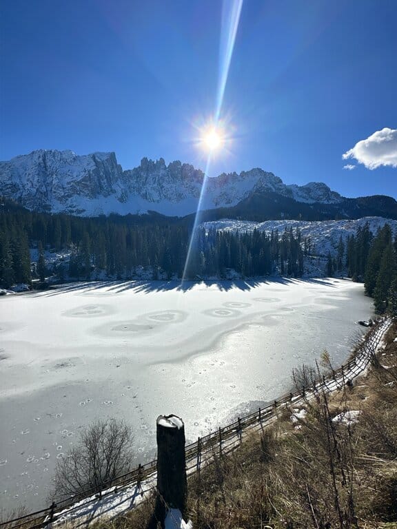 A frozen Lake Carezza - things to do in South Tyrol