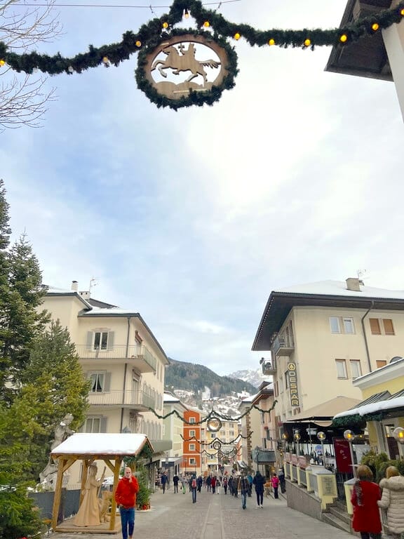 Christmas decorations in Ortisei town center — most beautiful places to visit in South Tyrol