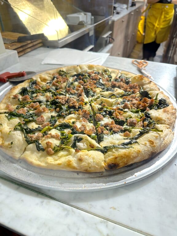 Fresh pizza at Pimo pizzetteria in Naples Italy