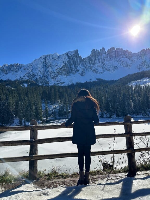 Lisa Rivera by Lago di Carezza - most beautiful places in South Tyrol