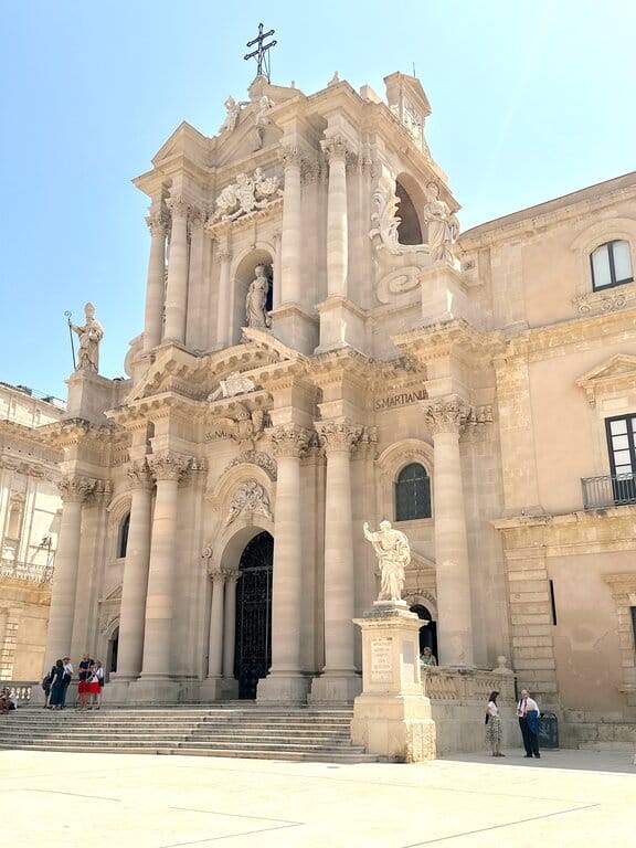Outside Syracuse Cathedral in Sicily - free attractions in Sicily