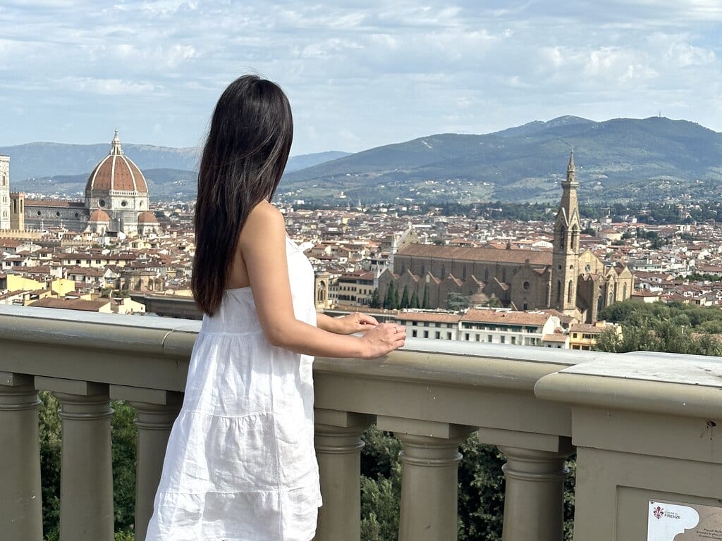 Lisa Rivera at Piazzale Michelangelo — where to stay in Florence Italy