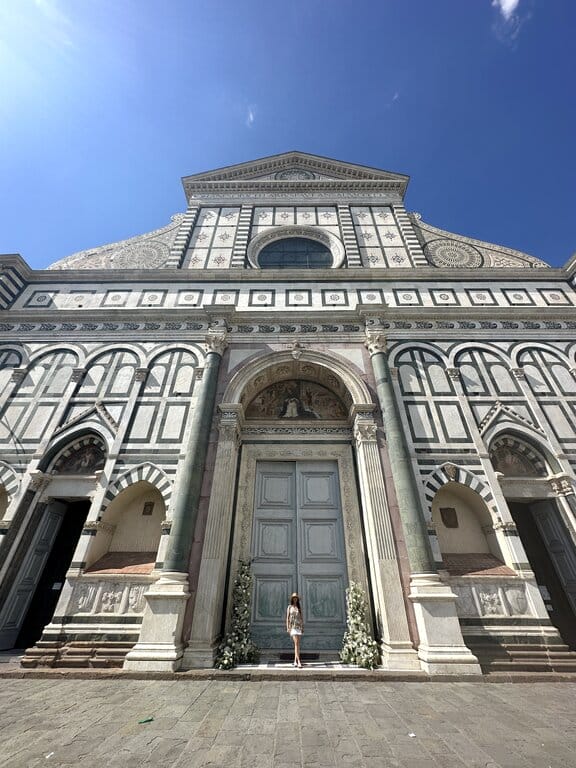 Lisa Rivera outside Basilica di Santa Maria Novella — where to stay in Florence