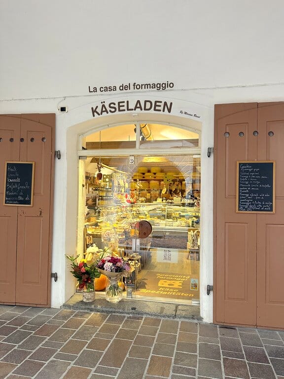 Outside a specialty cheese shop in Bressanone Brixen