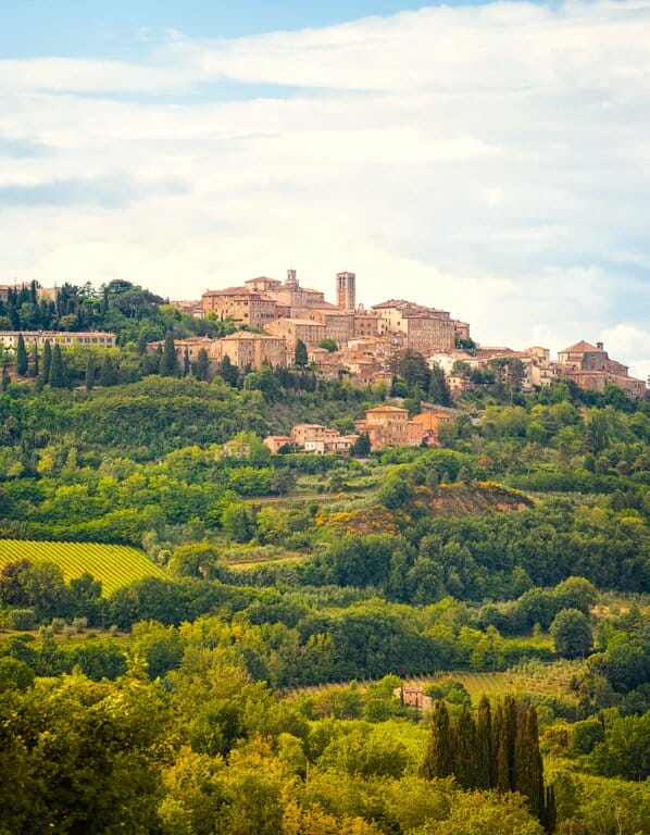 View of Montepulciano, Tuscany from afar