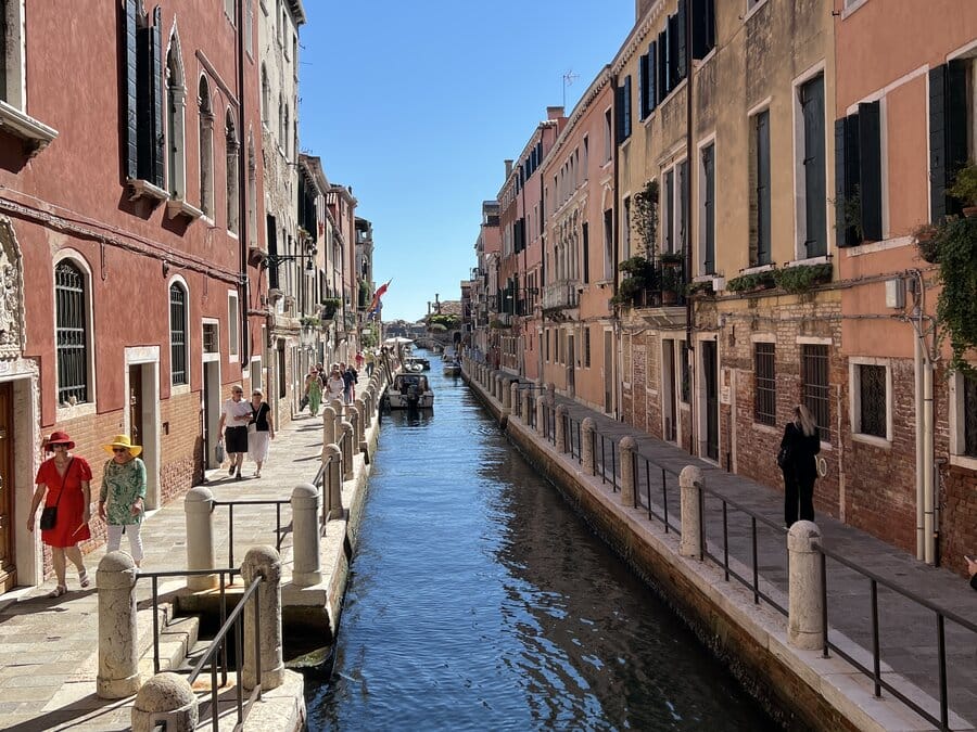 A quiet canal scene in Venice Italy