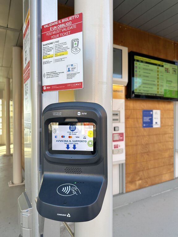 Machine to validate tickets for the vaporetto in Venice Italy