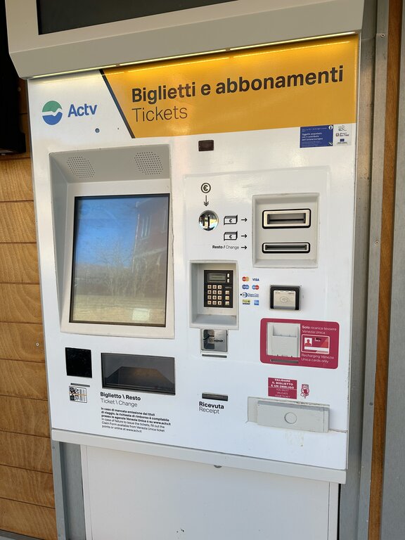 Ticket machine to buy or collect tickets for the vaporetto in Venice Italy