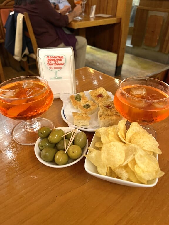 Aperitivo and snacks in Bar Basso in Milan Italy
