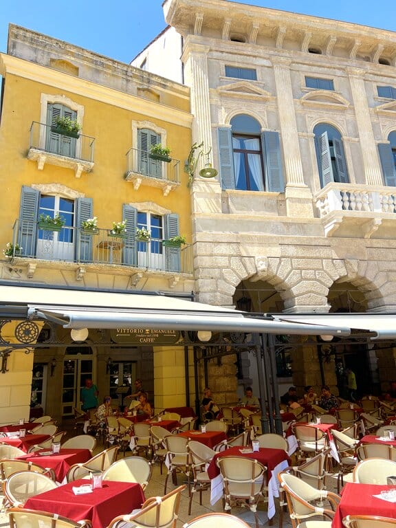 Outside a restaurant in Piazza Bra in Verona Italy