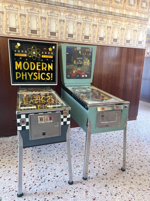 Two arcade machines in Bar Luce in the Prada Foundation in Milan Italy