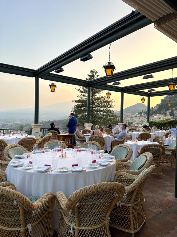 Outdoor terrace at Grand Hotel Timeo Sicily
