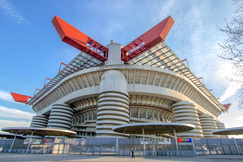 Outside San Siro Stadium in Milan Italy