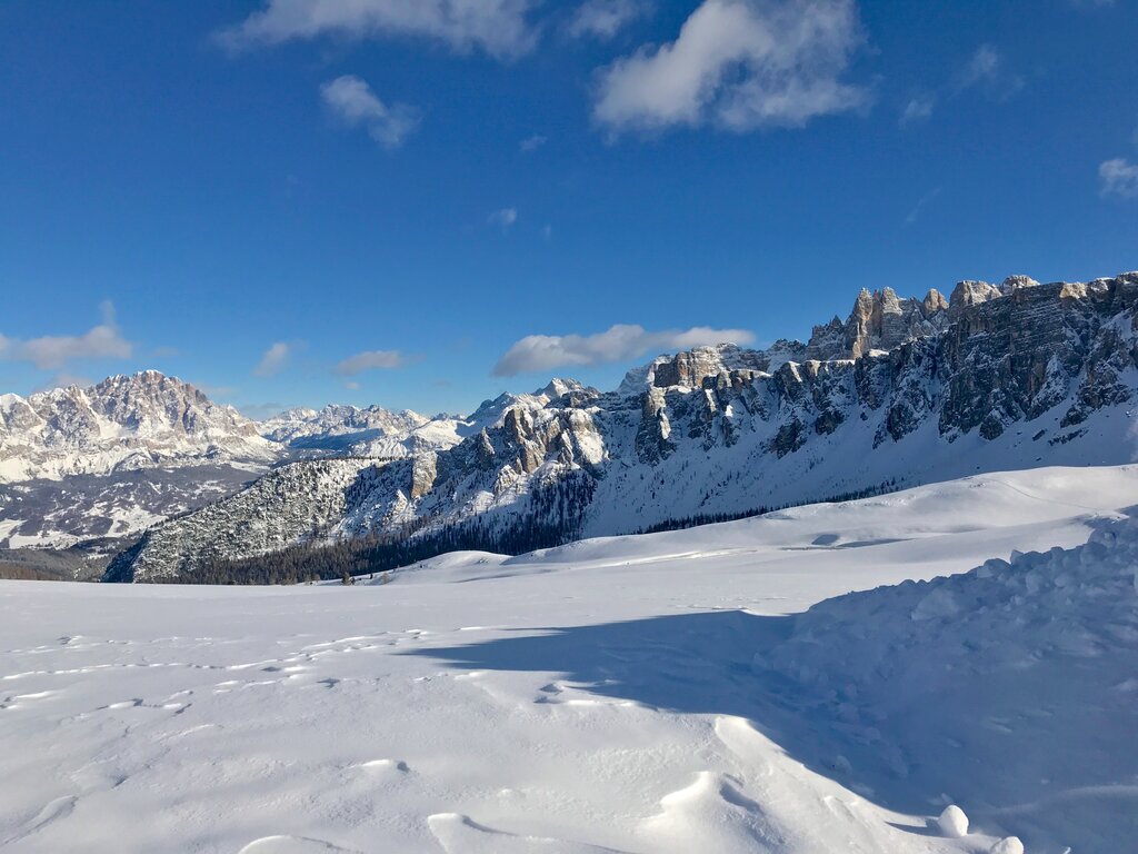 Snowy landscape in the Dolomites Italy