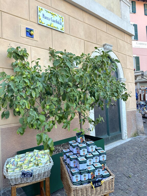 Products being sold in Piazza Garibaldi in Limone sul Garda