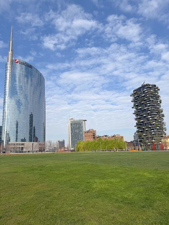 Bosco Verticale building and offices in the Isola neighborhood of Milan Italy