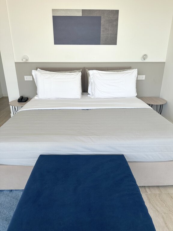 The bed in our suite at Hotel Petit Palais Lido of Venice
