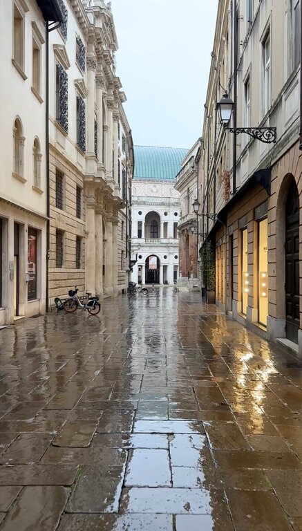 Rainy street in Vicenza in November